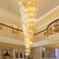 Suspension de décoration pour hôtel lustre en cristal extra large et longue spirale luxe pour Villa Stair