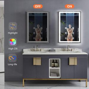 2025 nhà hiện đại treo tường lớn chống sương mù phòng tắm chiếu sáng khung gương trang điểm với ống kính nhôm Led - Product Image 4