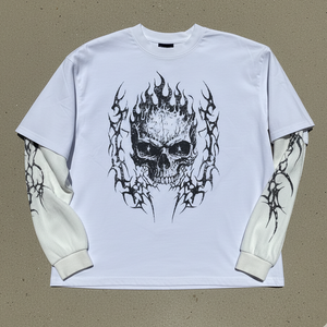 Magliette Termiche a Maniche Lunghe in Tessuto Waffle di Cotone Nero Lavato all'Acido, Design Personalizzabile con Stampa Serigrafica e Polsini a Costine - Product Image 2