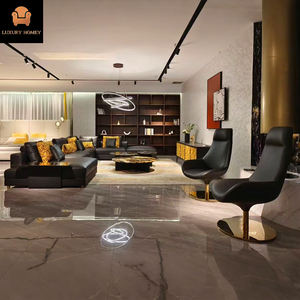 طقم أريكة فاخر ومريح - جلد أصلي مستورد مع إطار من خشب البتولا الروسي الصلب، أثاث عصري لغرفة المعيشة في الفيلات - Product Image 5