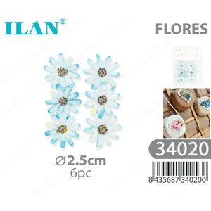 Applicazioni di Margherite Blu di Ilan Flores, 2,5 cm, 6 Pezzi per Decorazioni Artigianali - Product Image 1