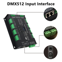 Decodificador DMX512 RDM de 32 Canales, DC5-24V 96A, Controlador LED PWM, Convertidor de Señal con Terminales XLR3 y RJ45 para Luces LED RGB RGBW de Escenario