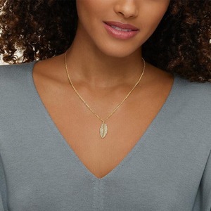Gioielli raffinati collana da donna in argento Sterling S925 placcato <span class=keywords><strong>oro</strong></span> placcato in <span class=keywords><strong>oro</strong></span> con foglia di zircone - Product Image 4