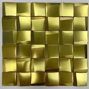 Ucuz fiyat ile yüksek kalite özel destek altın rengi 3D poligon paslanmaz çelik ev kullanımı dekoratif duvar paneli mozaik fayans