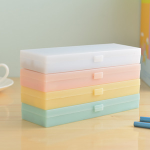 Plastic Transparent Pencil Storage Box 18L Covered Solid Color Stationery Organizer For Students School Use - Product Image 2