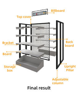 בתפזורת סיני חנות גונדולה מדף כבד מתכת ועץ מדפי לתצוגה אור החובה - Product Image 2