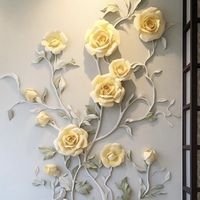 Peinture murale en fibre de verre faite à la main pour intérieur et extérieur Relief floral