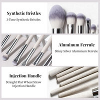Ensemble de pinceaux de maquillage de haute qualité, 7 pièces, manche en paille de blé écologique, poils synthétiques, pinceau à poudre, pinceau à blush, pinceau à estomper, pinceau à yeux, fabricant