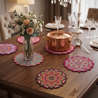 Sous-plat en céramique résistant à la chaleur, imprimé style bohème espagnol, motif mandala italien, personnalisable par sublimation