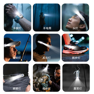 Outdoor <b>Hook</b> Style Sensor Headlamp Mini Rechargeable LED Light For Fishing Cycling Portable With Hat <b>Clip</b> Ear <b>Clip</b> Headband - Product Image 1