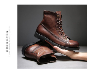 Bottes Chelsea en cuir PU résistantes <span class=keywords><strong>de</strong></span> style britannique pour hommes, chaussures habillées à lacets, bottes <span class=keywords><strong>de</strong></span> <span class=keywords><strong>moto</strong></span> pour hommes, bottes à la cheville pour hommes, 2026 - Product Image 6