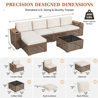 Ensemble de canapés modulaires d'extérieur en rotin, mobilier de patio en osier PE avec table basse – Vente chaude