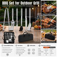 Ensemble de barbecue portable en acier inoxydable durable avec logo personnalisé, pour l'extérieur, OEM ODM, réutilisable, facile à nettoyer, multifonctionnel, résistant à la chaleur