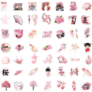 50 autocollants décoratifs en fleurs de <span class=keywords><strong>cerisier</strong></span> <span class=keywords><strong>japonais</strong></span> roses pour la décoration de téléphone, autocollants Sakura mignons - Product Image 3