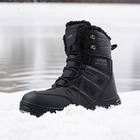 Bottes de neige pour hommes grandes tailles (EU 40-47) Imperméables Bottes tactiques d'hiver pour l'extérieur Doublées de polaire Antidérapantes Bottes de randonnée Polyuréthane