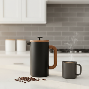 Cafetière à piston française en acier inoxydable 304 de haute qualité avec poignée en bois, 350 ml, 800 ml, 1 L, 1,5 L, pour la maison - Product Image 2