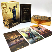 Kartu Tarot Kertas Emas Hitam Berkualitas Tinggi dengan Tepi Emas, Cetak Kustom Grosir, Termasuk Buku Petunjuk