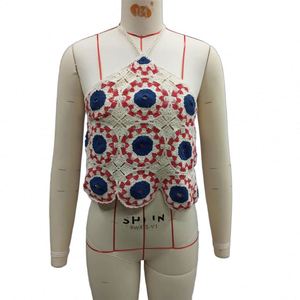 Femmes Vintage <span class=keywords><strong>Crochet</strong></span> Vest 90s Style Floral Coloré <span class=keywords><strong>Granny</strong></span> Carré Tricoté Cami Top pour L'été Court Belle Fleur - Product Image 2