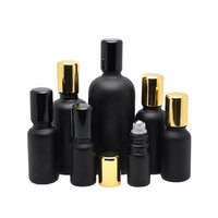 Flacon d'huile essentielle 15ml 30ml 50ml, flacon de parfum vide noir mat, flacon en verre à bille avec logo personnalisé par sérigraphie