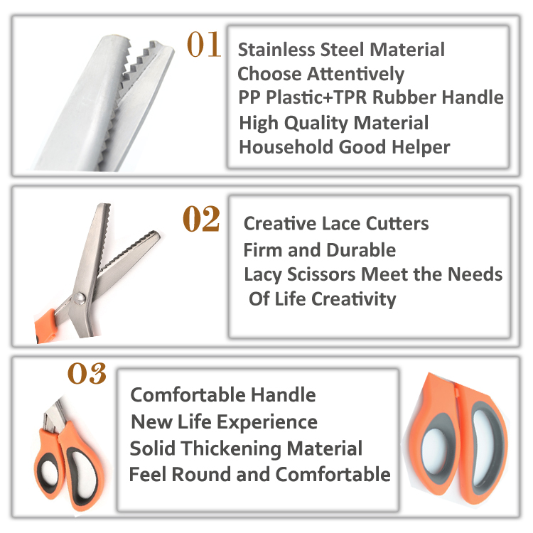 Serrated Stainless Steel Wave Cutting Cloth Sawtooth zigzag Sewing Tailor Scissor