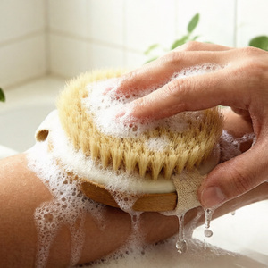 Spazzole da Bagno e Doccia in Setole di Cinghiale, Esfolianti per <span class=keywords><strong>Cellulite</strong></span> e Noduli, Massaggiatore con Manico in Legno - Product Image 5