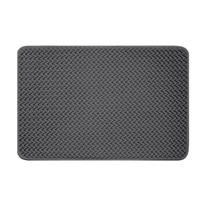 Alfombra de cocina rectangular antideslizante, lavable, absorbente de agua y aceite, para entrada de cocina, textura tejida de algodón y espuma gris - Product Image 2