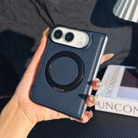 Étui de téléphone de luxe en cuir à motif fibreux avec support magnétique rotatif à 360° et protection intégrale anti-chute pour iPhone Duo