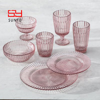 SUNYO Salade de verre 8.5 pouces Rose Dessert Assiette Vente en gros Restaurant Assiettes Ensembles Vaisselle Verre Chargeur Assiettes