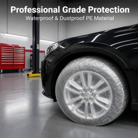 Housse de protection universelle jetable en plastique pour pneus de voiture JIJID avec bande élastique robuste, sac de protection de roue en PE pour réparation automobile et detailing