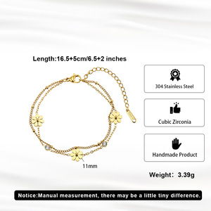 Stylish 18K gold-plated stainless steel daisy <b>bracelet</b> with zircon setting, suitable for women's everyday wear - Product Image 2