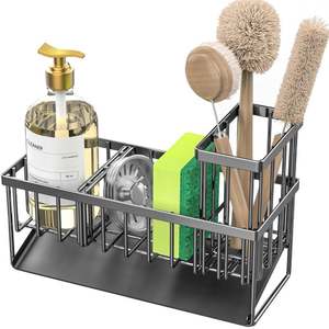 Organizador de Accesorios para Baño y Cocina, Cesta para Maquillaje, Dispensador de Jabón, Soporte para Esponjas con Bandeja de Drenaje Extraíble - Product Image 2