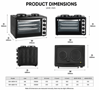 Mini-four électrique 48L avec rôtissoire et boîtier métallique pour la cuisson, la torréfaction et le réchauffement (français et néerlandais)