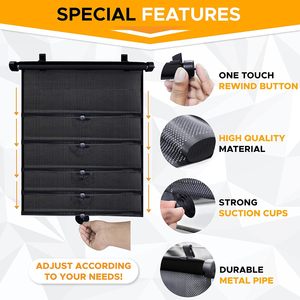 2-gói có thể thu vào trẻ em UV mặt trời bảo vệ màu đen kim loại + PVC bên cửa sổ Shades phong cách phổ biến bé phía sau xe con lăn dù để che nắng - Product Image 5