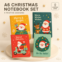 Maßgefertigtes A6 Weihnachts-Adressbuch-Set, Fadenheftung, Digital Bedruckt, 30 Blatt, Niedliches Weihnachtsmann-Feiertagsjournal, Personalisiertes Logo
