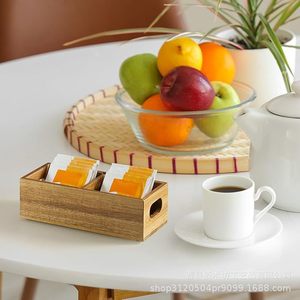 Solid Wood <b>Tea</b> Bag Organizer Rectangle Open-top Compartment Storage <b>Box</b> Desktop Drawer Organizer - Product Image 1
