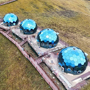 Rumah Prefabrikasi 6m 8m 12m 18m Rumah Kubah Kayu Kaca Geodesik Terhubung untuk Penginapan Glamping, Restoran, dan Hunian Hotel - Product Image 3