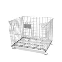 Caisse pliante en métal durable anti-rouille, empilable, pour entrepôt, conteneur industriel, cage de rangement