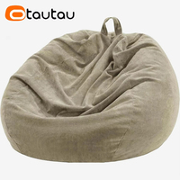 OTAUTAU Fauteuil pouf en velours côtelé avec rembourrage, ottoman, grand pouf, sac de relaxation, siège d'angle au sol DD005