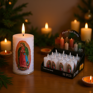 Vela LED Guadalupe 2X4 con Control Remoto, Efecto de Parpadeo, para Decoración del Hogar, Bodas, Navidad, Pascua, Uso Votivo - Product Image 2