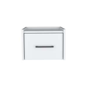 Table de chevet murale flottante à un tiroir blanc avec poignée pour chambre à coucher - Product Image 5