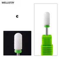 WELLSTRY Accepte les étiquettes personnalisées Outil de manucure Embouts de ponceuse à ongles en céramique Diamètre de tige 3/32" Grand cylindre Lisse Boîte portable