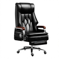 Fauteuil de bureau en cuir à dossier haut avec réglage de la hauteur, massage, design ergonomique et roulettes pivotantes