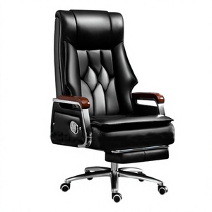 <span class=keywords><strong>Fauteuil</strong></span> de bureau en cuir à dossier haut avec réglage de la hauteur, massage, design ergonomique et roulettes pivotantes - Product Image 1