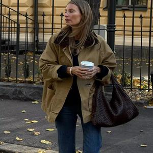 2025 autunno cappotto elegante Casual <span class=keywords><strong>Trench</strong></span> larghi giacche marroni da <span class=keywords><strong>donna</strong></span> - Product Image 1