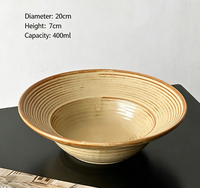 Bol en céramique à large rebord, bol vintage en poterie rustique en forme de chapeau de paille, bol de service pour salade, pâtes, petit-déjeuner, céréales, dessert, vaisselle de cuisine