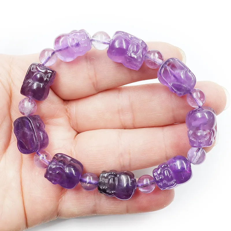 Wholesale beaded men energy bracelet Natural healing crystal fluorite round beads Brave Troops Pixiu Bracelet