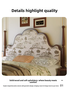 Letto Matrimoniale in Legno Massello di Quercia Stile Americano 1.8m, Lusso Retrò Francese Vintage per Camera da Letto Principale Tomson Shanghai - Product Image 5