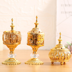 Vendita calda Arabic <span class=keywords><strong>oro</strong></span> antico bruciatore di incenso di migliore qualità portatile personalizzato Eid incenso all'ingrosso diffusore di incenso e aromaterapia - Product Image 2