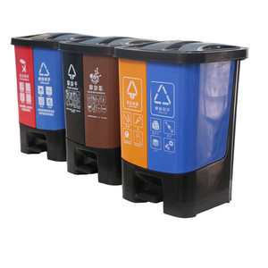 Wholesale 40L dual-<b>compartment</b> integrated trash can, 40L foot-operated trash can, outdoor dry and wet dual-color 40L <b>double</b> <b>bin</b>. - Product Image 4