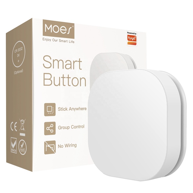 MOES Tuya ZigBee Smart Button Wireless Switch Wireless Remote Dimmer One Key Control Scene Switch